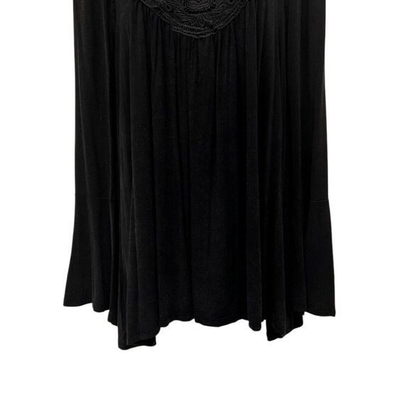 Crochet Lace Sheer Mesh Long Sleeve Swing Tunic Blouse Top Black - Picture 4 of 6